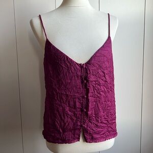 Free People button up crinkle cami tank NWOT